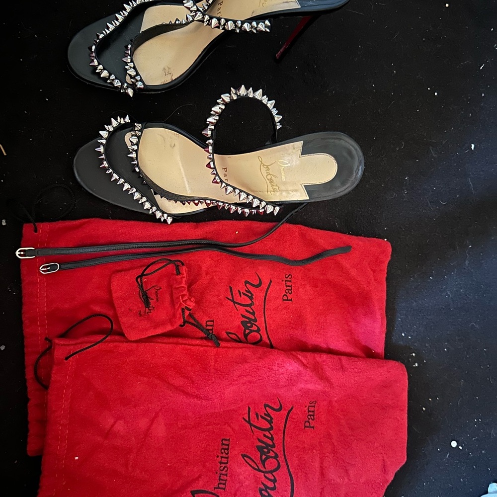 Christian Louboutin Black and Silver Studded Heels Size 40